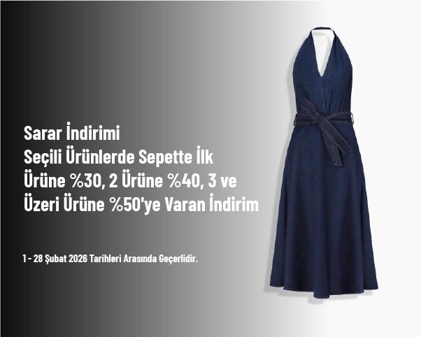 Sarar İndirimi - Seçili Ürünlerde Sepette İlk Ürüne %30, 2 Ürüne %40, 3 ve Üzeri Ürüne %50'ye Varan İndirim Sarar İndirimi - Seçili Ürünlerde Sepette İlk Ürüne %30, 2 Ürüne %40, 3 ve Üzeri Ürüne %50'ye Varan İndirim
