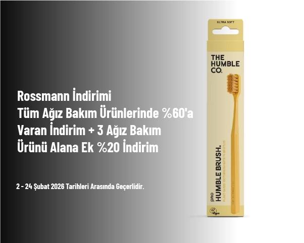 Rossmann İndirimi - Tüm Ağız Bakım Ürünlerinde %60'a Varan İndirim + 3 Ağız Bakım Ürünü Alana Ek %20 İndirim Rossmann İndirimi - Tüm Ağız Bakım Ürünlerinde %60'a Varan İndirim + 3 Ağız Bakım Ürünü Alana Ek %20 İndirim